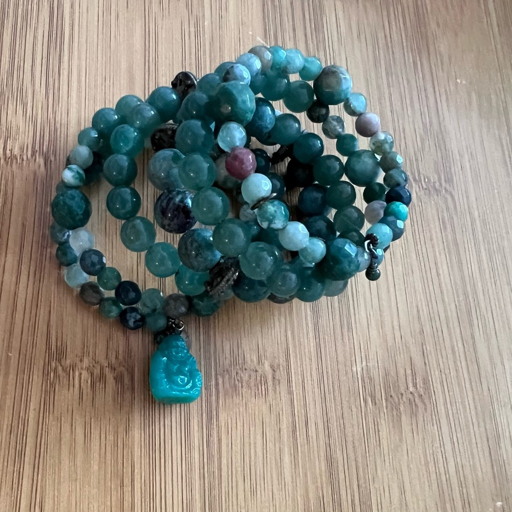 Green jade bracelet with Buddha Pendant